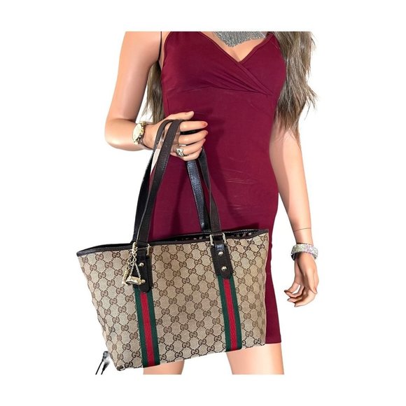 Authentic Gucci Shoulder Bag Brown Canvas Used GG Handbag Vintage - Picture 13 of 13